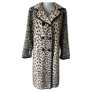 VTG 60s Morocco Sportowne by La France Leopard Faux Fur Coat Women S/M MOB Wives